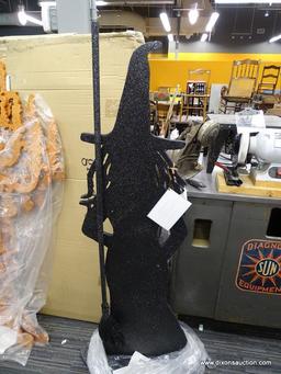 GRANDIN ROAD WITCH DECORATION; MARTHA STEWART FOR GRANDIN ROAD BLACK GLITTERING WITCH SILHOUETTE