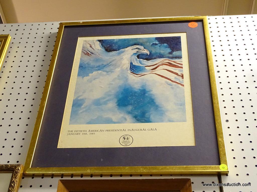 VINTAGE AMERICAN PRESIDENTIAL INAUGURAL GALA PRINT; THIS BEAUTIFUL PRINT OF A BALD EAGLE FLYING WITH