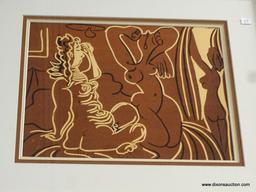 FRAMED PABLO PICASSO; "THREE NUDE WOMEN" THIS IS A 1963 COLOR LITHOGRAPH OF THE ORIGINAL LINOCUT BY