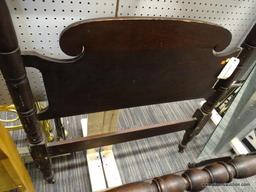 ANTIQUE TWIN HEADBOARD AND FOOTBOARD; TWIN SIZE HEADBOARD AND FOOTBOARD WITH TURNED BALL TOPPED