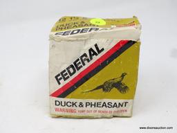 12 GAUGE AMMO; REMINGTON DUCK/PHEASANT LOAD. 12 GAUGE, 2 3/4 LENGTH, 3 3/4 DR EQ, 1 1/4 OZ SHOT, 6