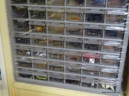 60-DRAWER STORAGE CHEST; FILLED WITH AMMO SUCH AS ASSORTED CALIBER BULLETS, BUCKSHOT, COUPLINGS, AND