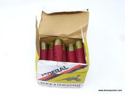 12 GAUGE AMMO; FEDERAL DUCK AND PHEASANT SHOTSHELLS. 12 GAUGE, 1 1/4 OZ SHOT, 6 SHOT, 2 3/4 IN, 3