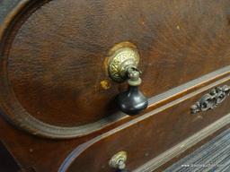 MARBLE TOP 3 DRAWER VICTORIAN WASHSTAND; GORGEOUS SOLID WHITE AND GREY MARBLED TOP SITS ABOVE A 3