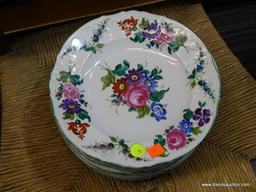 CZECHOSLOVAKIAN PLATES; LOT OF 12 HAND PAINTED SCHLAGGENWALD CZECHOSLOVAKIA PLATES IN A FLORAL