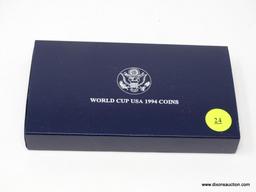 1994 WORLD CUP USA TWO COIN PROOF SET (1994 SILVER DOLLAR, 1994 CLAD HALF DOLLAR) W/ COA AND