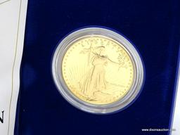 AMERICAN EAGLE $50 GOLD COIN, UNCIRCULATED, WITH COA & IN PRESENTATION BOX, ONE OUNCE PROOF GOLD