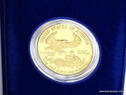 AMERICAN EAGLE $50 GOLD COIN, UNCIRCULATED, WITH COA & IN PRESENTATION BOX, ONE OUNCE PROOF GOLD