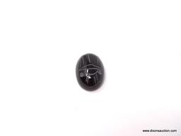 LOOSE GEMSTONE; 5.80 OVAL CUT BLACK ONYX SCARAB. 14 X 10