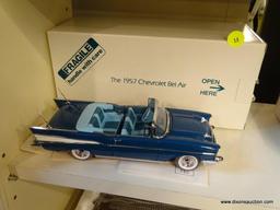 CHEVROLET BEL AIR; THE DANBURY MINT 1957 CHEVROLET BEL AIR 1:24 SCALE MODEL CAR WITH THE ORIGINAL