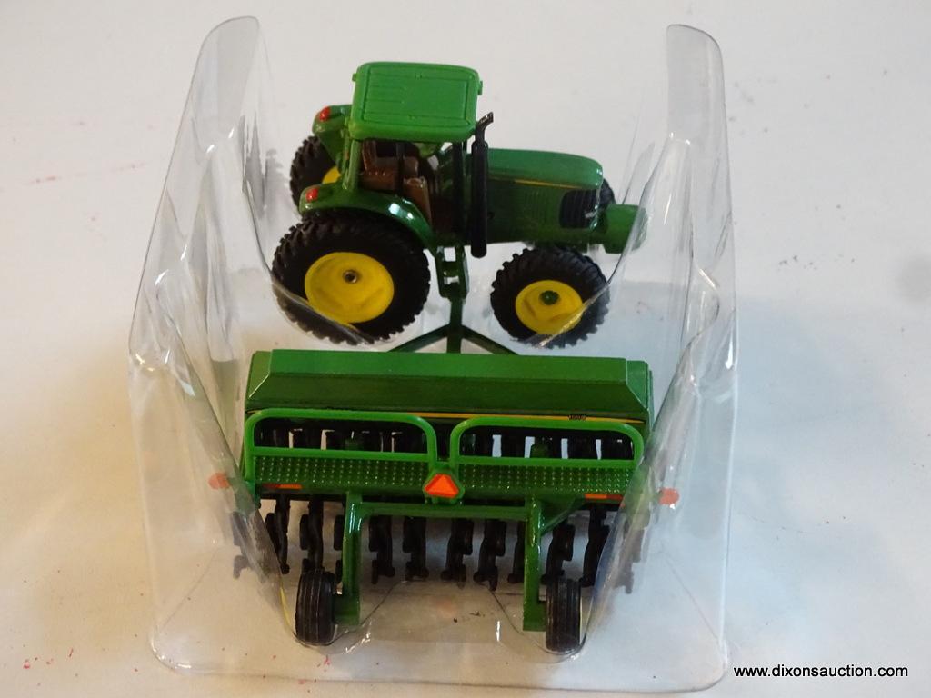 ERTL JOHN DEERE TRACTOR; JOHN DEERE 6220 TRACTOR WITH 1590 GRAIN DRILL 1:43 SCALE MODEL WITH