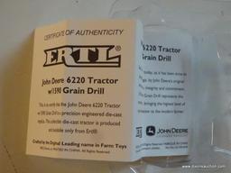 ERTL JOHN DEERE TRACTOR; JOHN DEERE 6220 TRACTOR WITH 1590 GRAIN DRILL 1:43 SCALE MODEL WITH