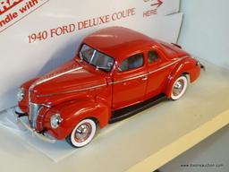 FORD DELUXE COUPE; THE DANBURY MINT 1940 FORD DELUXE COUPE 1:24 SCALE MODEL CAR WITH ORIGINAL BOX