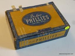 CIGAR BOX OF TOY AIRPLANES; INCLUDES VARIOUS VINTAGE PLASTIC AIRPLANE TOYS OF VARYING SIZES (SOME