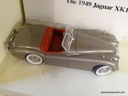 JAGUAR XK120; THE DANBURY MINT 1949 JAGUAR XK120 1:24 SCALE MODEL CAR WITH THE ORIGINAL BOX.