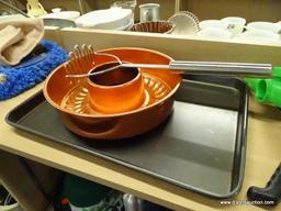 (R1A)SHELF LOT OF ASSORTED ITEMS; LOT INCLUDES A BALLY FIT GEAR, A COPPER 11 CUP BUNDT PAN, A COOKIE