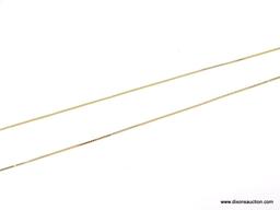 ITALIAN 14KT YELLOW GOLD BOX CHAIN. MEASURES APPROX. 18" LONG & WEIGHS APPROX. 0.74 DWT.