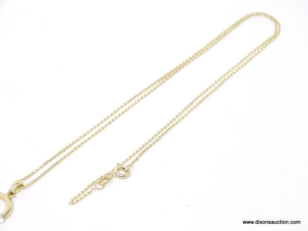 BEAUTIFUL 14K YELLOW GOLD CABLE CHAIN WITH 14K YELLOW GOLD CLADDAGH PENDANT. CHAIN MEASURES APPROX.