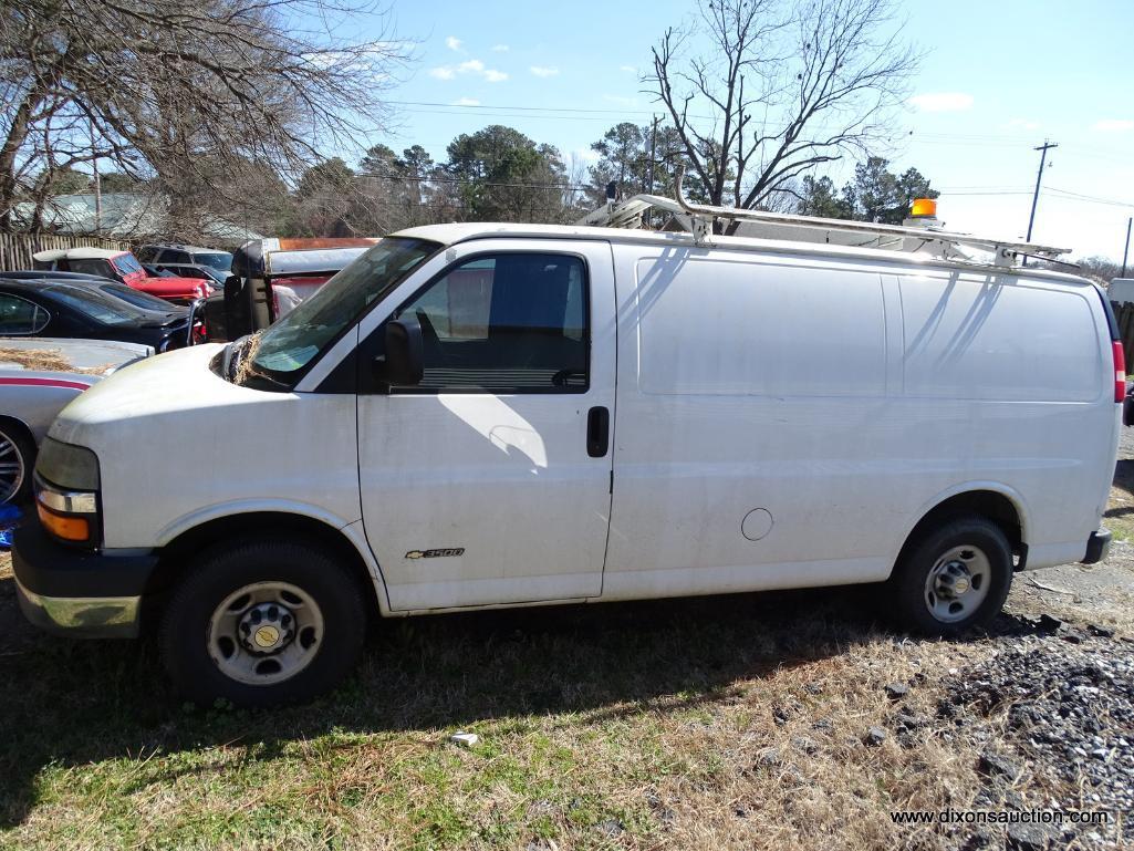 2005 WHITE CHEVROLET 3500 EXPRESS CARGO VAN; VIN 1GC G35U751202170. THIS VEHICLE WAS ABANDONED AT A