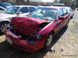 2000 RED HONDA ACCORD SE; VIN JHMCG6690YC012546.THIS CAR WAS IN AN ACCIDENT AND HAS FRONT END