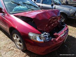 2000 RED HONDA ACCORD SE; VIN JHMCG6690YC012546.THIS CAR WAS IN AN ACCIDENT AND HAS FRONT END