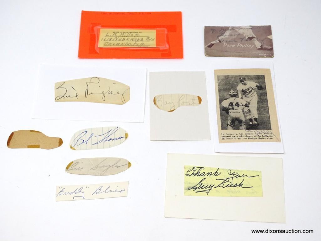 1940'S-1970'S HAND SIGNED CUT 3X5 IN AUTOGRAPHED BASEBALL PLAYERS. LOT OF 10.