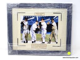 HAND SIGNED MATTED FRAMED PHOTO OF N.Y.'S GREATEST CENTERFIELDERS, SNIDER, MANTLE, DIMAGGIO, AND