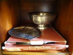 (HALL) SILVER PLATE LOT; INCLUDES A SILVER PLATE AND GLASS WATER CARAFE, A LIDDED OVAL SERVING DISH,