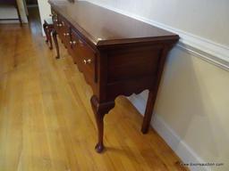 (DR) HENKEL-HARRIS SIDEBOARD; SIGNED HENKEL HARRIS BLACK CHERRY 3 DRAWER SIDEBOARD/BUFFET WITH