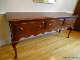 (DR) HENKEL-HARRIS SIDEBOARD; SIGNED HENKEL HARRIS BLACK CHERRY 3 DRAWER SIDEBOARD/BUFFET WITH