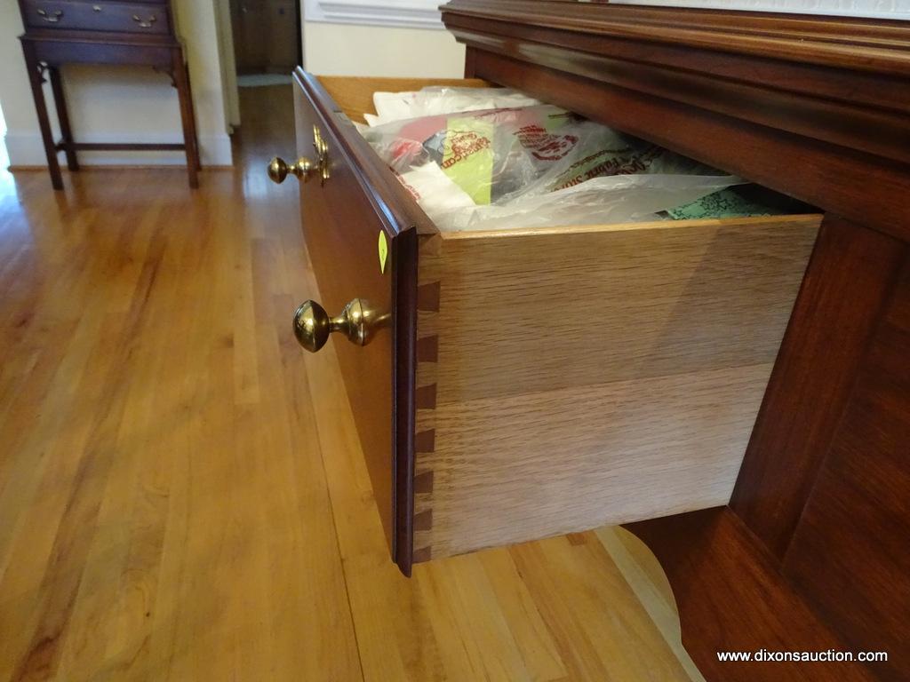 (DR) HENKEL-HARRIS SIDEBOARD; SIGNED HENKEL HARRIS BLACK CHERRY 3 DRAWER SIDEBOARD/BUFFET WITH