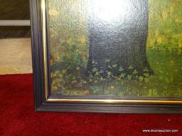 THE YELLOW JACKET WINSLOW HOMER; GICLEE ON BOARD. FRAME IS BLACK WOOD WITH A GOLD TRIM; NO GLASS.
