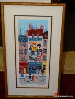 PARIS JOSEF FARHI; 1933-1997. SERIGRAPH 160/350. ISRAELI 20TH C. DOUBLE MATTED IN NAVY AND WHITE.