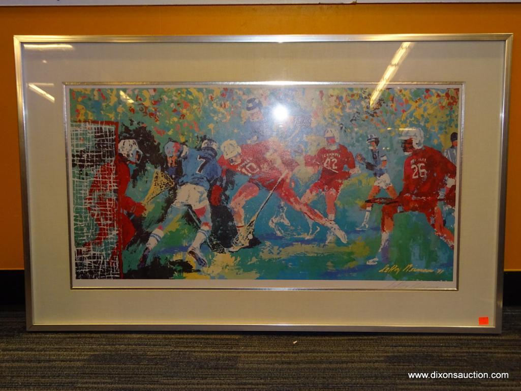 CORNELL VS JOHNS HOPKINS LACROSSE PRINT BY LEROY NEIMAN; LEROY NEIMAN 1921-2012. PRINT ON PAPER.