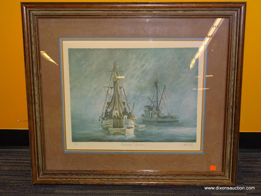 EUSENDA FISHERMAN JOHN KELLY; JOAN KELLY B.1939. SCOTTISH 20TH C. LITHOGRAPH. TRIPLE MATTED IN TAN,