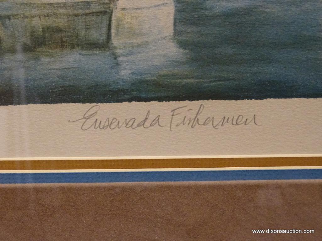 EUSENDA FISHERMAN JOHN KELLY; JOAN KELLY B.1939. SCOTTISH 20TH C. LITHOGRAPH. TRIPLE MATTED IN TAN,