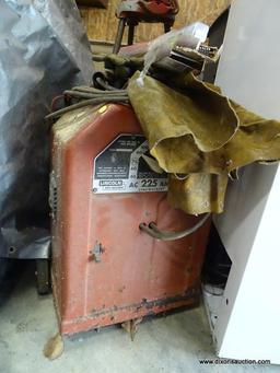 (GAR) ARC WELDER; LINCOLN ELECTRIC ARC WELDER, INCLUDES LEATHER GLOVES AND CHAPS, BOXES OF