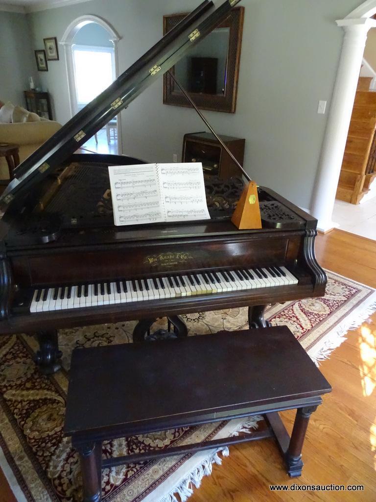 (LR) ANTIQUE WM KNABE & CO GRAND PIANO; VICTORIAN STYLE GRAND PIANO, CIRCA 1880, SERIAL #19877.