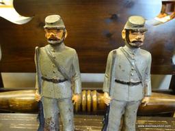 CAST IRON BOOKENDS; PAIR OF BOOKENDS IN THE FORM OF CONFEDERATE SOLDIERS STANDING AT ATTENTION.