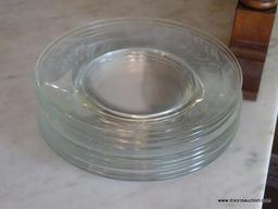 (DR) GLASS SALAD AND DESSERT PLATES; TOTAL OF 15 PIECES, 7 DESSERT PLATES AND 8 SALAD PLATES. ALL