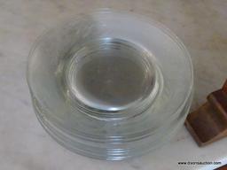 (DR) GLASS SALAD AND DESSERT PLATES; TOTAL OF 15 PIECES, 7 DESSERT PLATES AND 8 SALAD PLATES. ALL