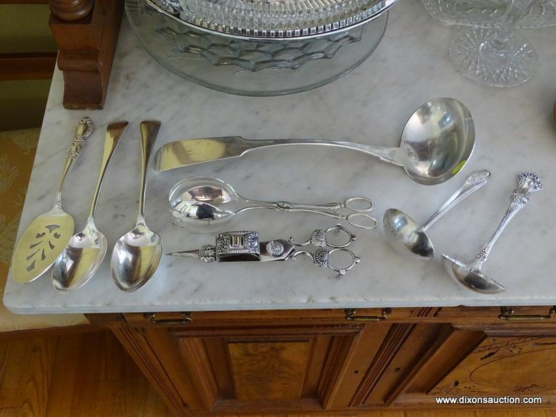 (DR) ASSORTED SILVER-PLATE AND STERLING SERVING PIECES; TOTAL OF 8 PIECES INCLUDING 1847 ROGERS BROS
