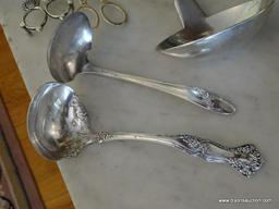 (DR) ASSORTED SILVER-PLATE AND STERLING SERVING PIECES; TOTAL OF 8 PIECES INCLUDING 1847 ROGERS BROS