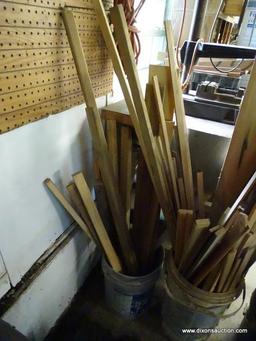 (WSHOP) 4 BUCKET LOT; INCLUDES WOOD DOWELS, WOOD SHIMS, TOOL HANDLES, AND MORE!