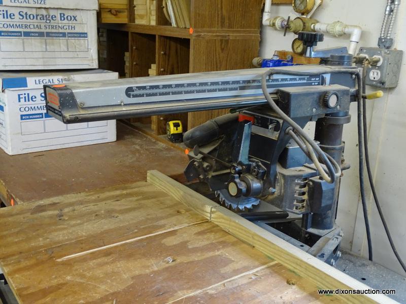 (WSHOP) CRAFTSMAN 10 IN RADIAL ARM SAW; MODEL KS48DD - 174, BLADE IN RIP: 16 IN, BLADE SIZE: 10 IN,