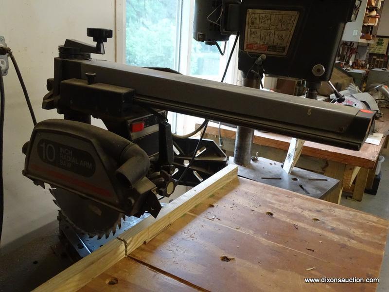 (WSHOP) CRAFTSMAN 10 IN RADIAL ARM SAW; MODEL KS48DD - 174, BLADE IN RIP: 16 IN, BLADE SIZE: 10 IN,