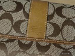 (R6B) ASSORTED ITEMS LOT; TOTAL OF 5 PIECES INCLUDING COACH "C" LOGO TAN CHECKBOOK WALLET (USED, HAS