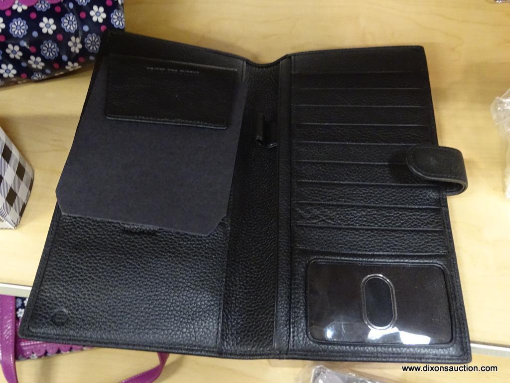 (R6B) ASSORTED ITEMS LOT; TOTAL OF 5 PIECES INCLUDING COACH "C" LOGO TAN CHECKBOOK WALLET (USED, HAS