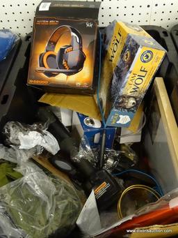 MYSTERY TUB LOT; INCLUDES KOTION EACH G2000 GAMING HEADPHONES, A FOLDING METAL CANE, A CRAFTSMAN