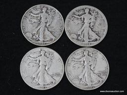 $2 FACE VALUE WALKING LIBERTY HALVES; 1918, 1937, 1942, 1943